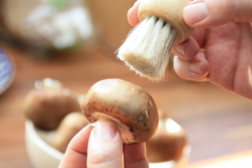 Pilze putzen - Cleaning mushrooms