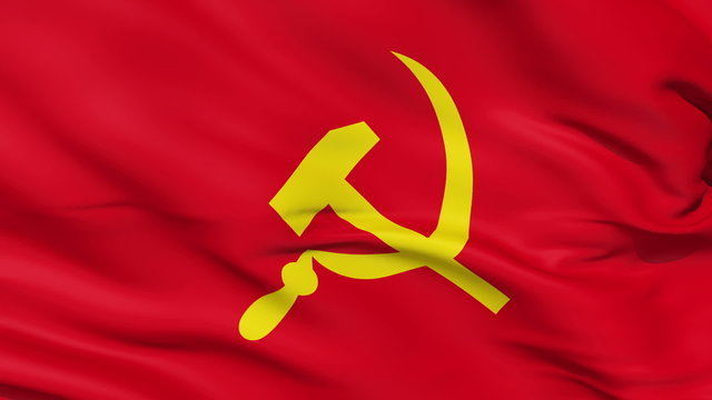 Realistic 3D detailed Soviet Union flag in the wind