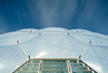 ecosystem bio-dome roof detail against blue sky
