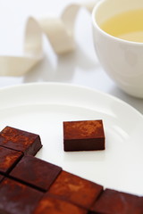 delicious handmade sweet chocolate with green tea