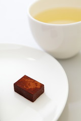 delicious handmade sweet chocolate with green tea