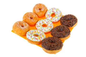 Sugary donuts with colorful glaze