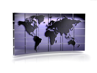 World Map On 3d Cubed Back Drop