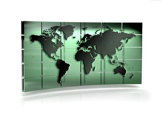 World Map On 3d Cubed Back Drop