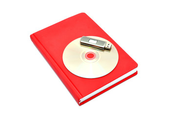 diary, flash drive and cd