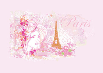 Fototapeta na wymiar beautiful women Shopping in Paris card