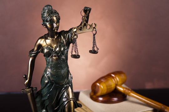 Antique statue of justice, law
