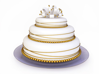 Nice Wedding Cake in 3D with Marzipan Flower