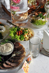 table with food and drink