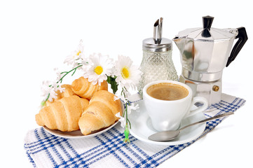 morning coffee with croissants