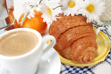 morning coffee with croissants