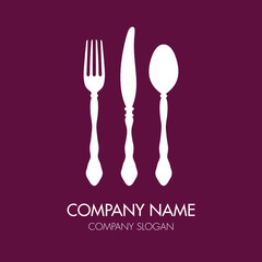 Cutlery Company Logo Purple/White