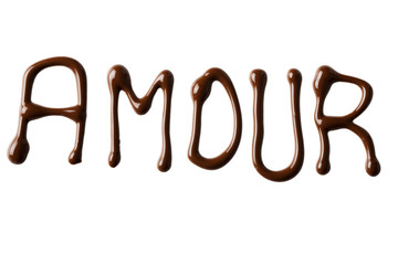 Amour écrit en chocolat fondu