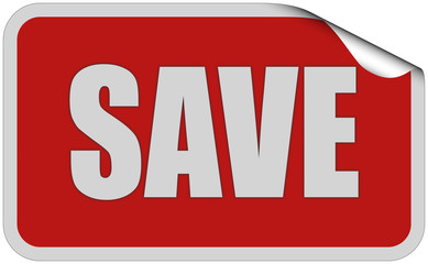 Sticker rot eckig curl oben SAVE