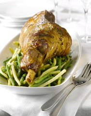 Gigot d'agneau aux deux haricots