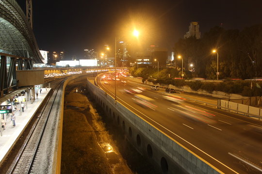 Night traffic at the city