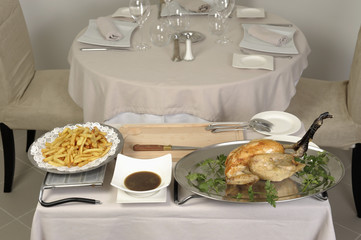 Découpe du poulet rôti