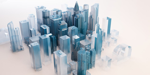 città grattacieli illustrazione rendering 3d - obrazy, fototapety, plakaty