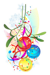 Mistletoe and Christmas bauble decoration