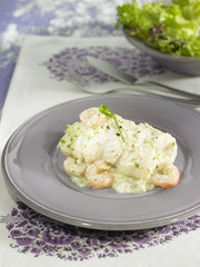 Filet de panga au cava et aux gambas