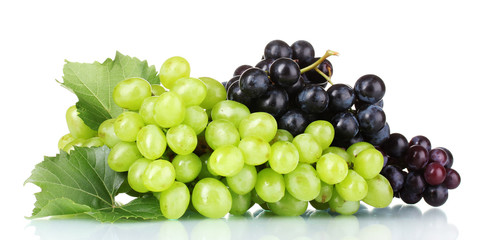 Ripe red grapes isolated on white