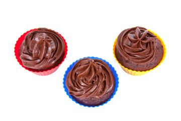 Three Chocolate Cupcakes
