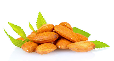 almonds isolated on white