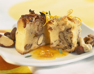 financier aux fruits secs au coulis d'orange