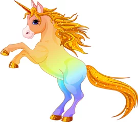 Abwaschbare Fototapete Pony Regenbogenfarbenes Einhorn