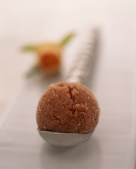 Boule de glace cerise et rose d'Alexandrie