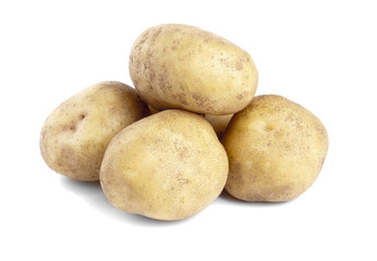 potatoes isolated on white background close up