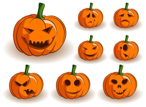 Vector Jack-o-lanterns collection on a white background