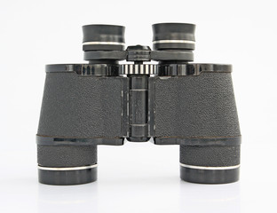 old binoculars on white background