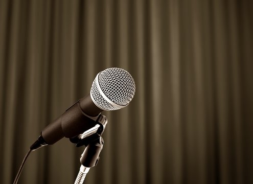 microphone behind curtain