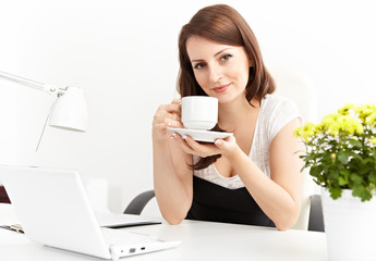 business woman drinking coffee