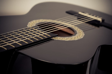 Fototapeta na wymiar black acoustic guitar