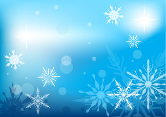 Fototapeta na wymiar blue and white snowflakes background