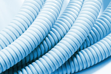 blue plastic curvilinear hoses