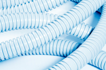 blue plastic curvilinear hoses