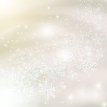 Abstract light grey christmas background with snowflakes.