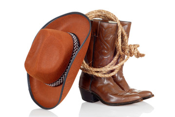 cowboy boots hat and lasso - 35853652