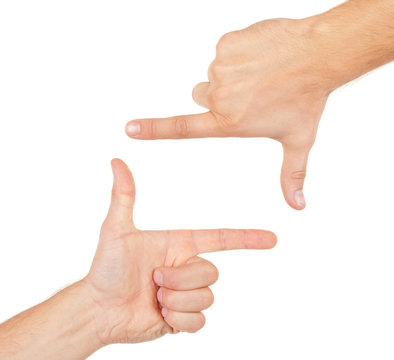 Hands shaped in viewfinder or frame