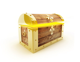 Schatztruhe mit goldenen Beschlägen