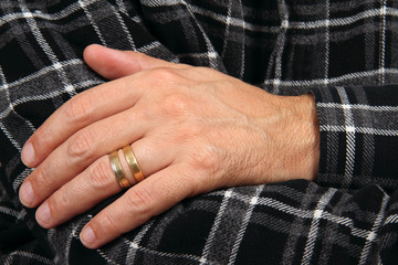 male hand with two wedding rings