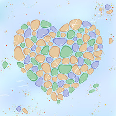 Colorful pebble heart background