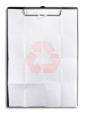 recycle paper on clipboard isolated