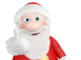 Santa Claus holds thumb up