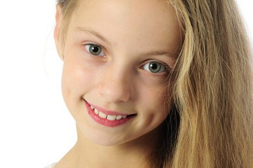 little blond girl smiling