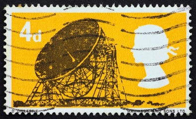 Postage stamp USA 1966 Jodrell Bank Radio Telescope