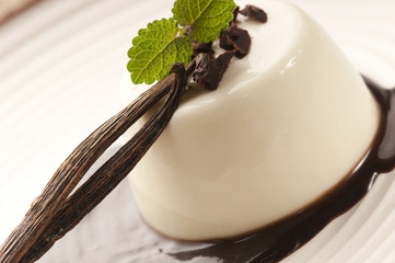 Panna Cotta with chocolate and vanilla beans